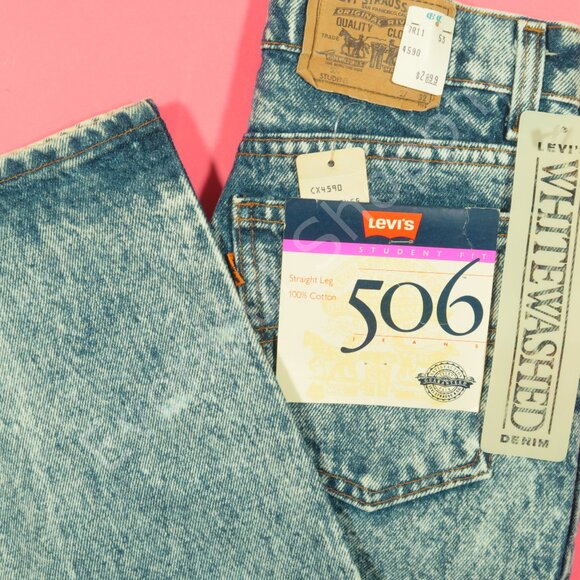 Vintage Levis 506 Jeans Womens 27 Orange Tab Student Fit Acid Wash 80s New - Picture 1 of 8